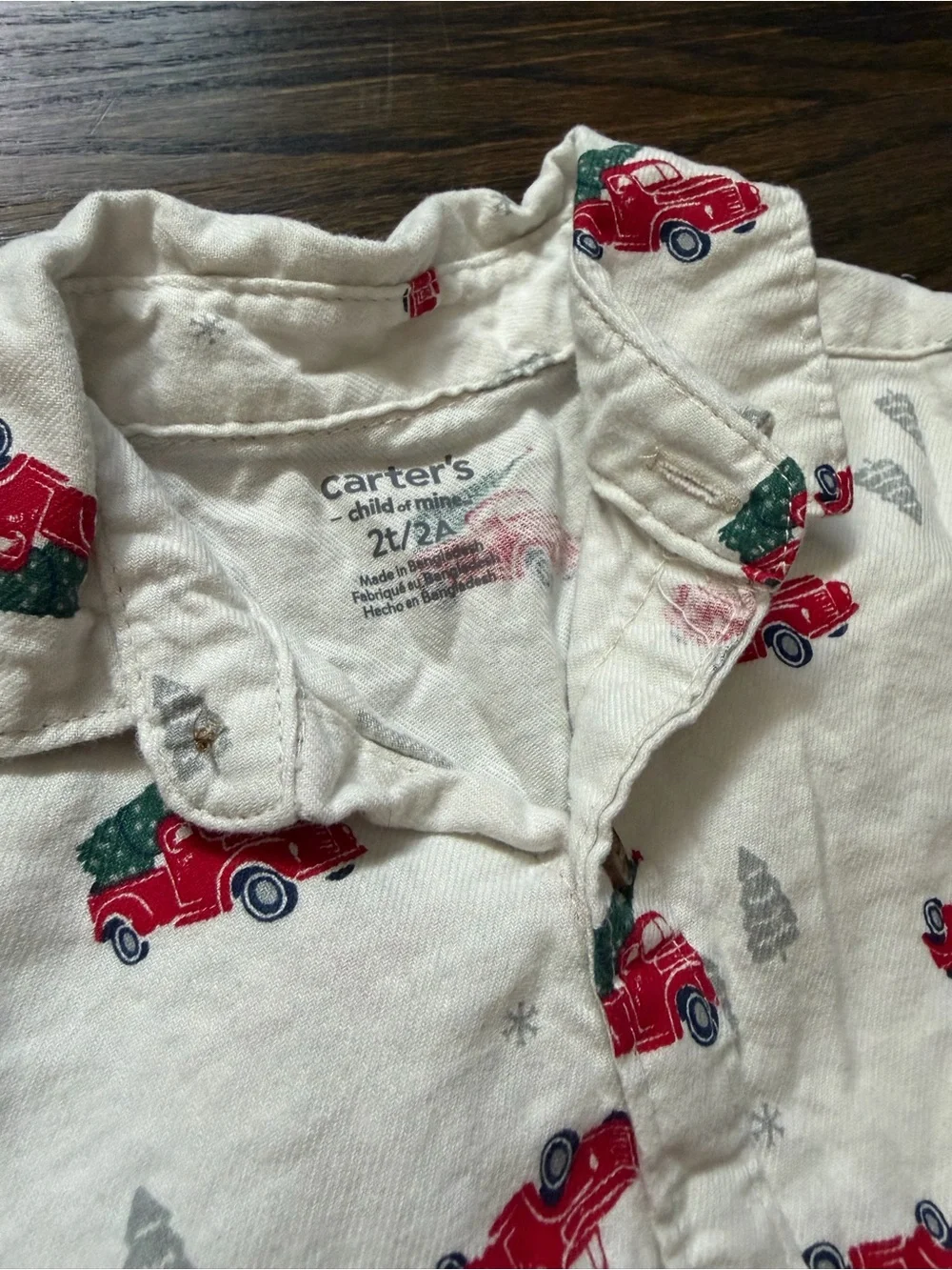 Carters Toddler Boy Christmas Tree Truck Button Down Shirt and Pants Set Size 2T